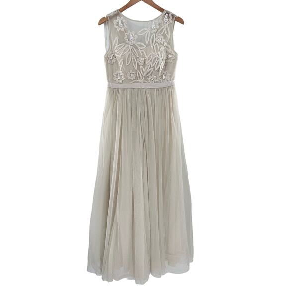 JS Collections Dresses & Skirts - JS Collections Sz 10 Ivory Maxi Dress Tulle Sleeveless‎ Mesh Embellished Wedding